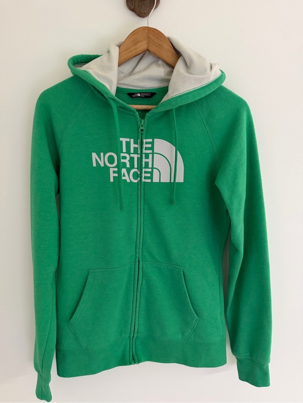 The North Face Green Full Zip Hoodie Fleece Lined Logo Sweatshirt Women’s Medium